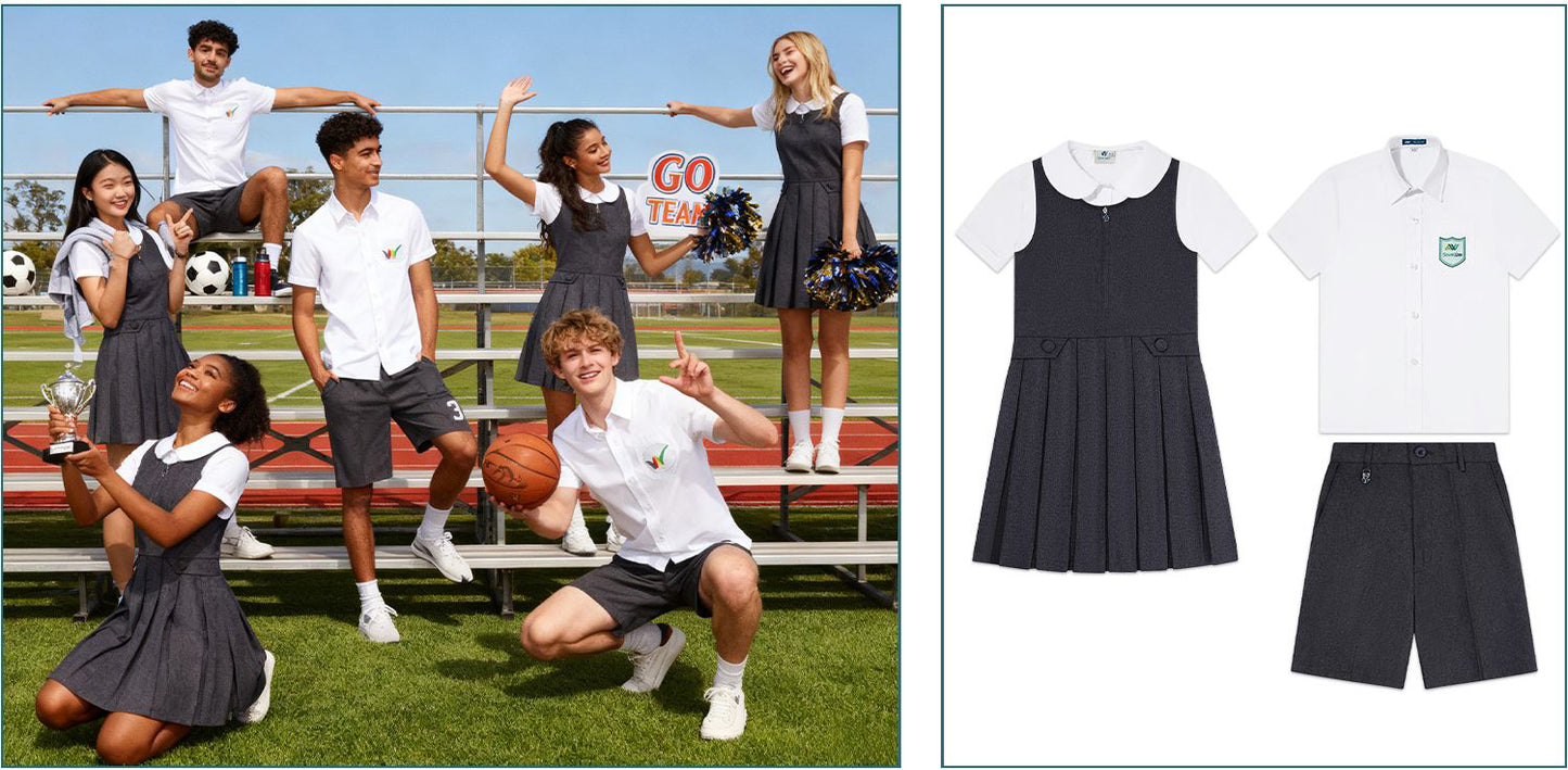 Boys Long Sleeve White Button Down Shirt - Collared Uniform White Dress Shirt