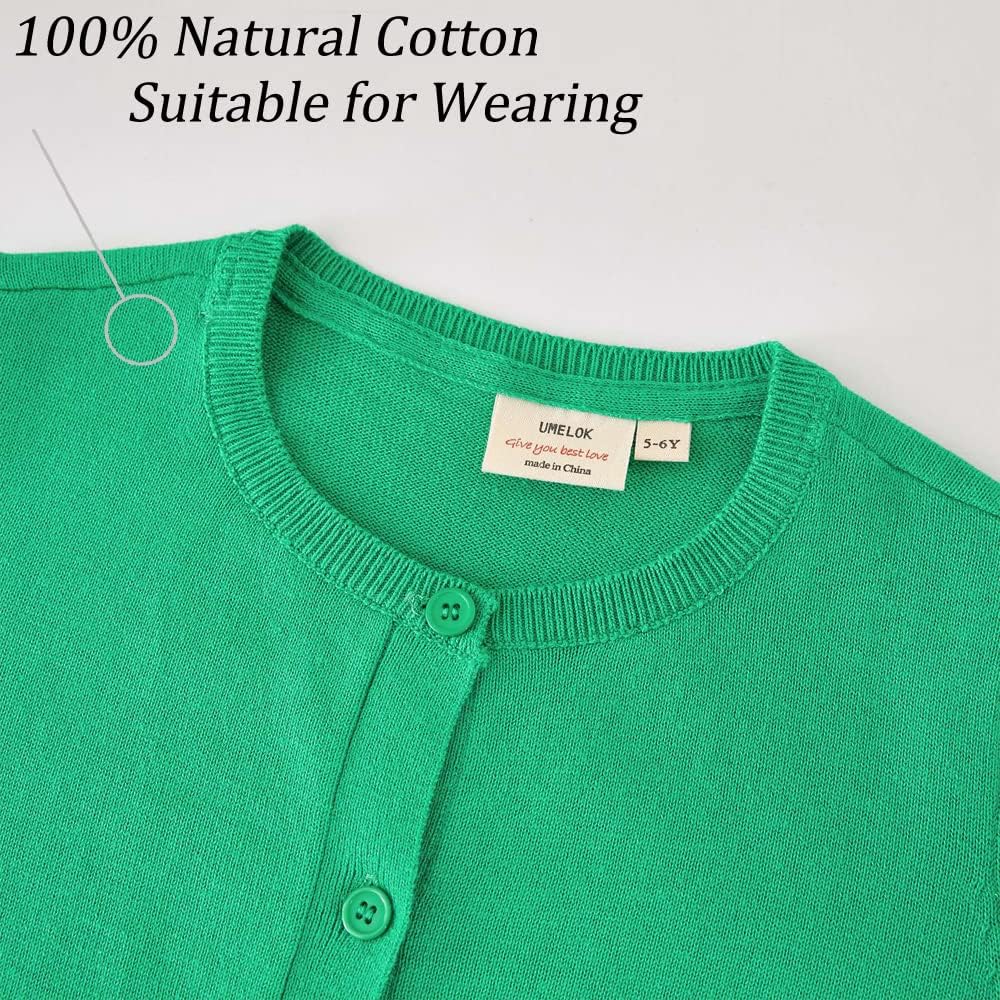 Girls' Cardigans Sweater Cotton Button Solid Long Sleeve Knit Sweaters