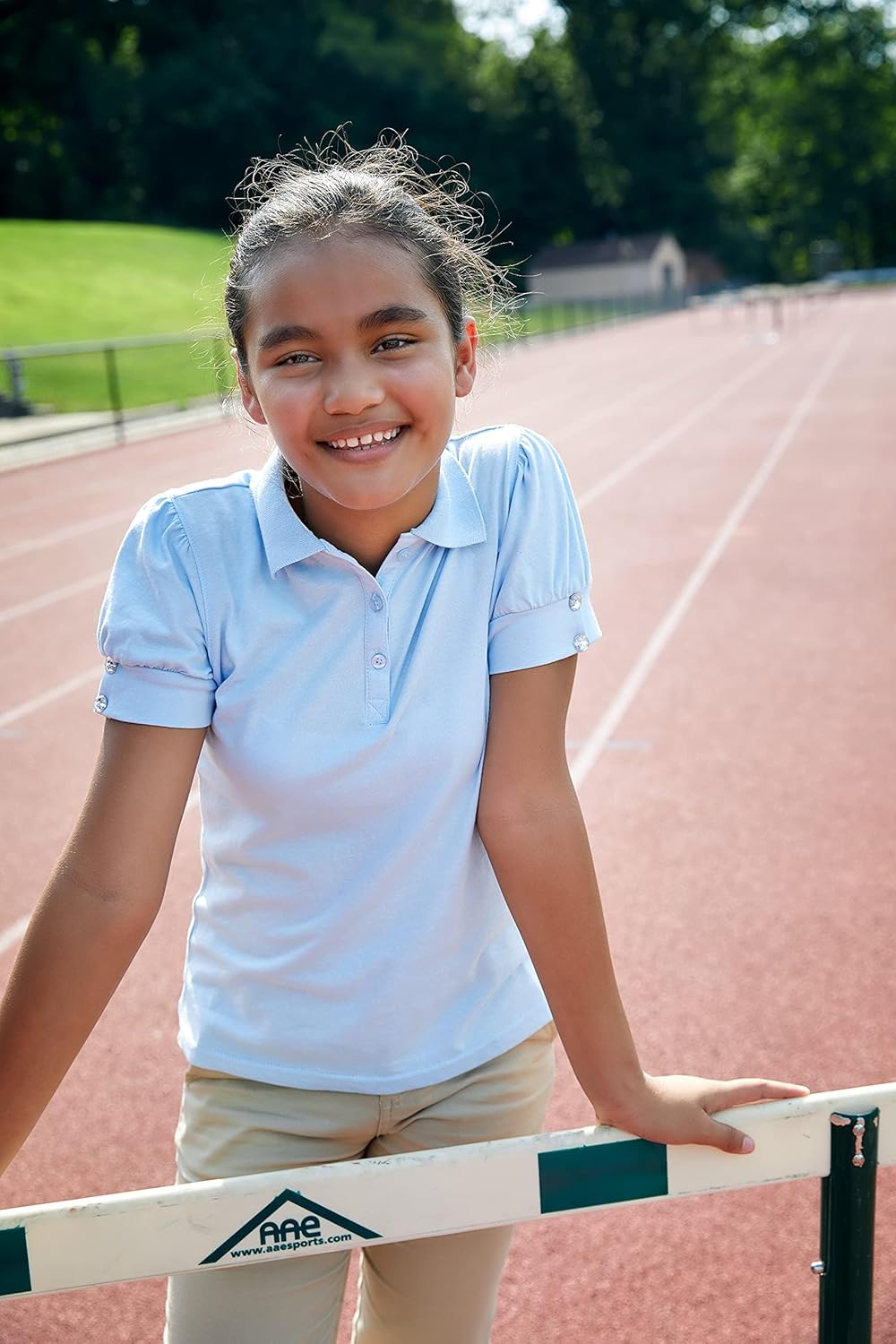 Girls Plus Size' Puff Sleeve Double Button Polo