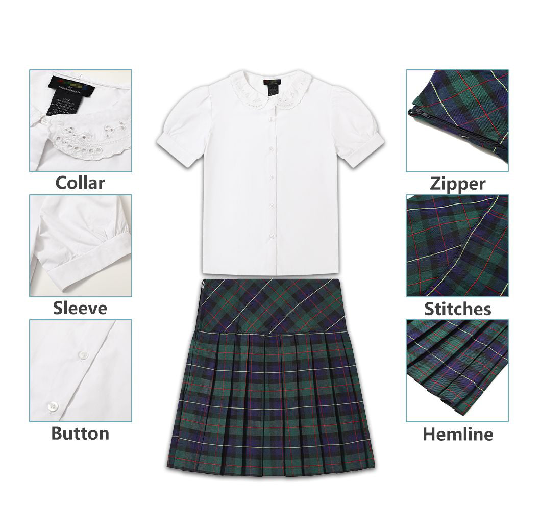 Girls Button Down Shirts Kids Long Sleeve Dress Shirts School Uniform Blouse 5-14 Years