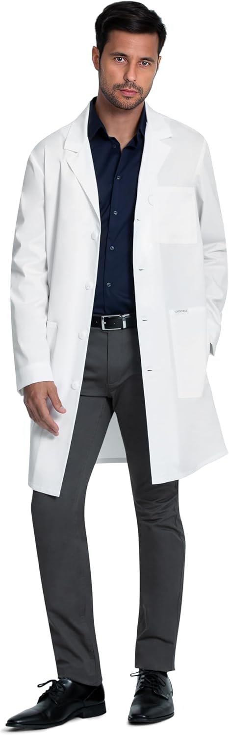 White Lab Coat for Men or Women with 3 Pockets and Center back length 38" CK460