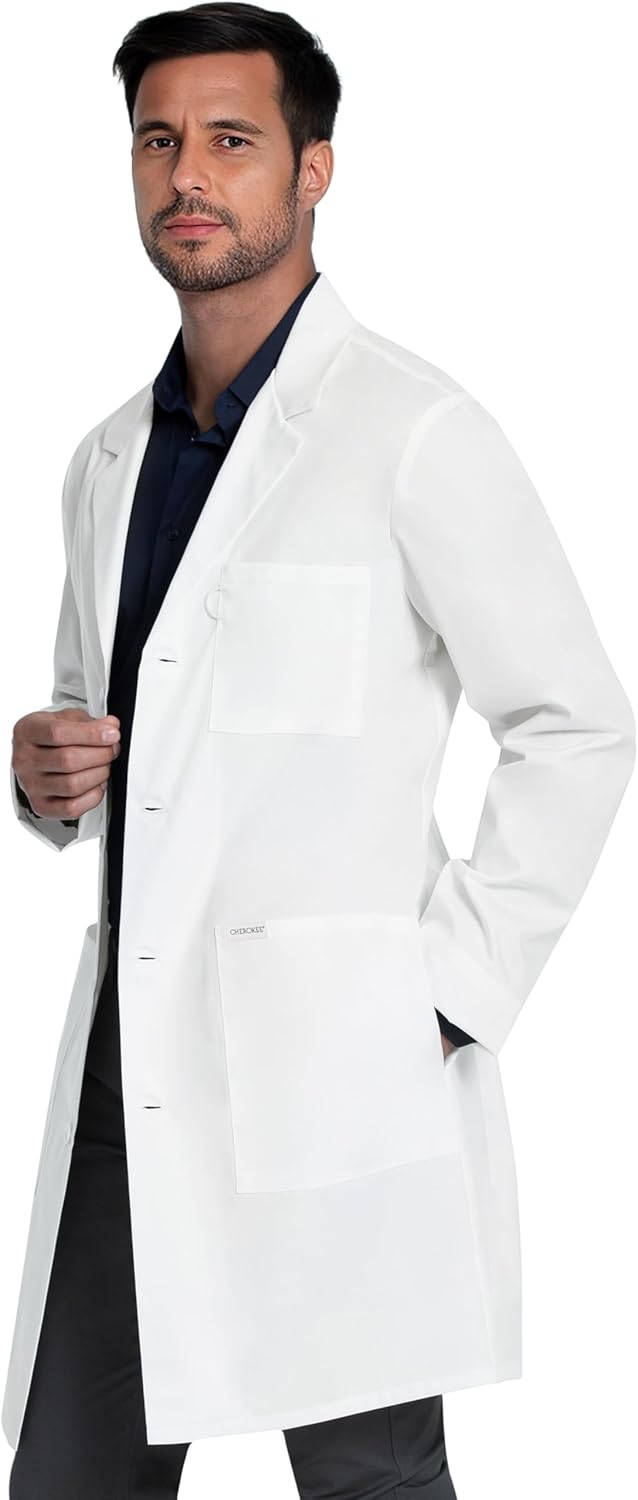 White Lab Coat for Men or Women with 3 Pockets and Center back length 38" CK460