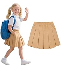 Uniform Pleated Scooter Skirt with Under Shorts Pull On Elastic Waist Skirt