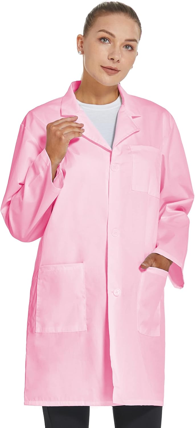 Professional Lab Coat for Women Long Sleeve, White, Unisex