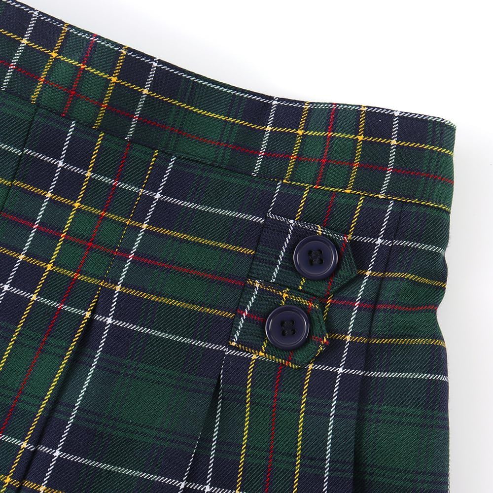 Girls Button Pleated Scooter Skirt School Uniform