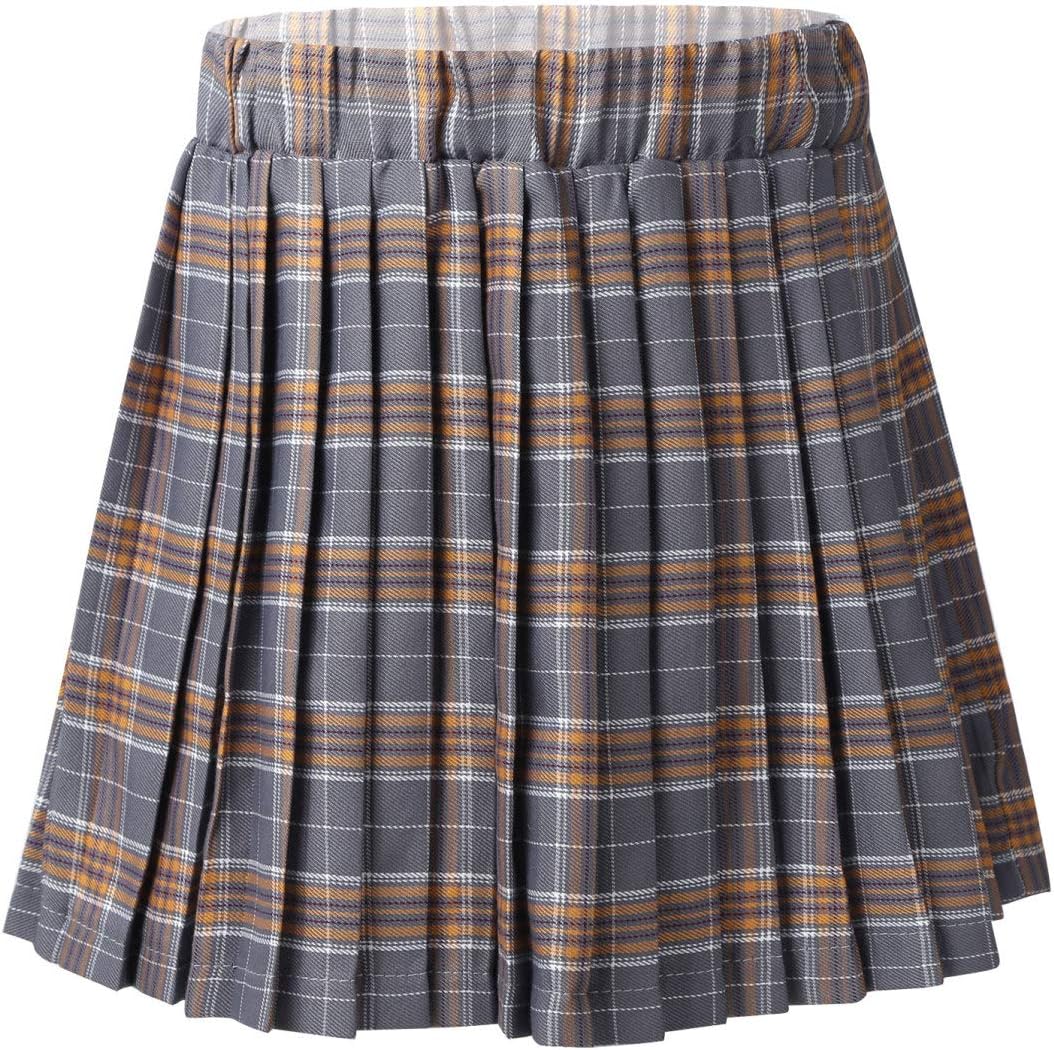Kids Girls Plaid Pleated Skirt High Waist Skater Tennis Skirts Skorts with Shorts School Girl Uniform