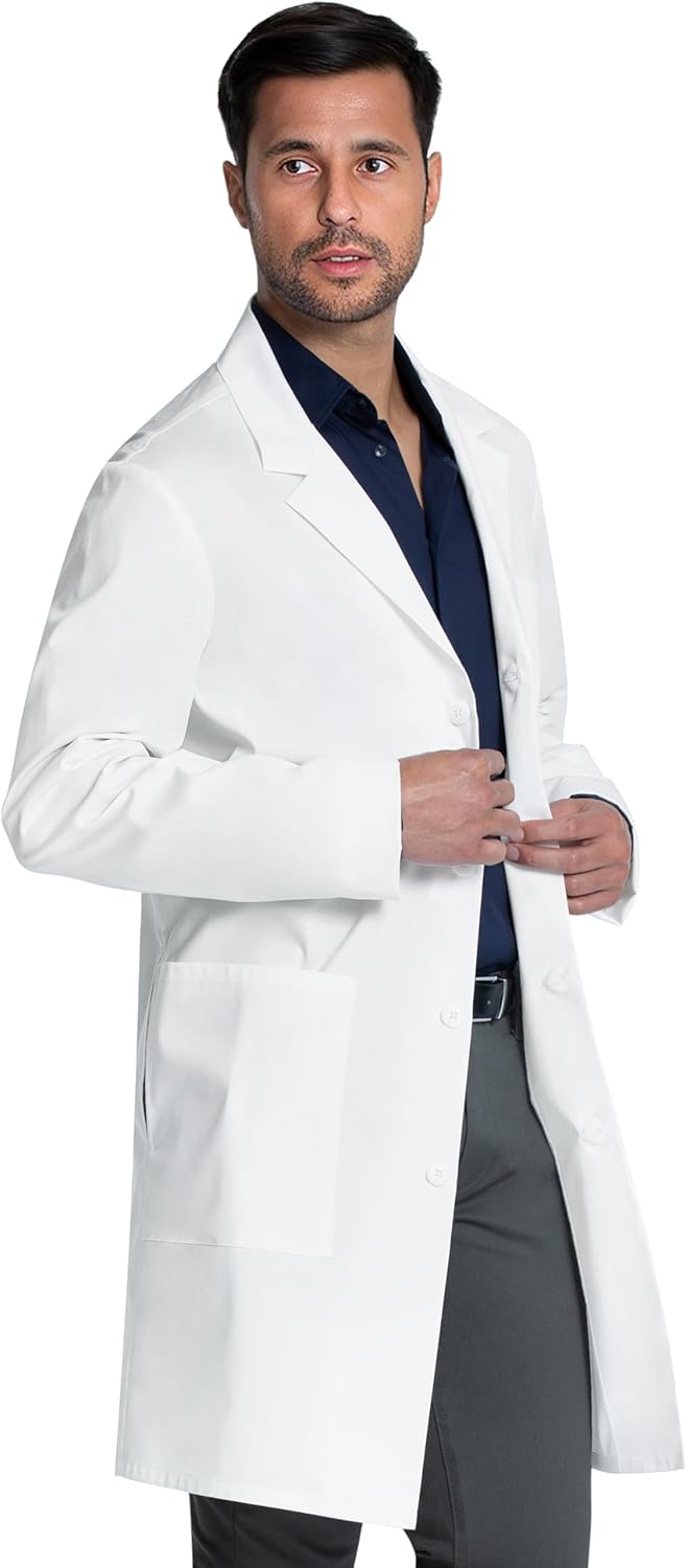 White Lab Coat for Men or Women with 3 Pockets and Center back length 38" CK460