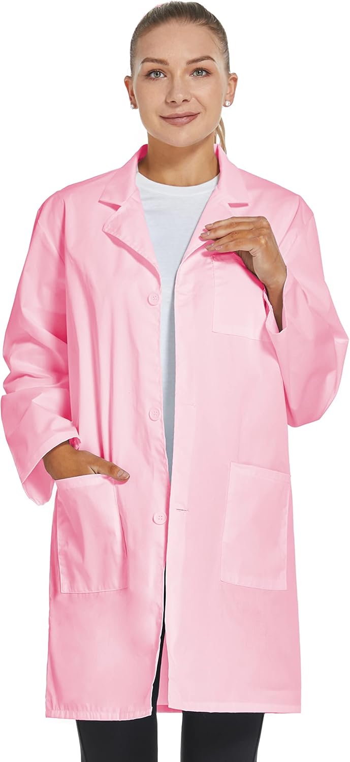 Professional Lab Coat for Women Long Sleeve, White, Unisex