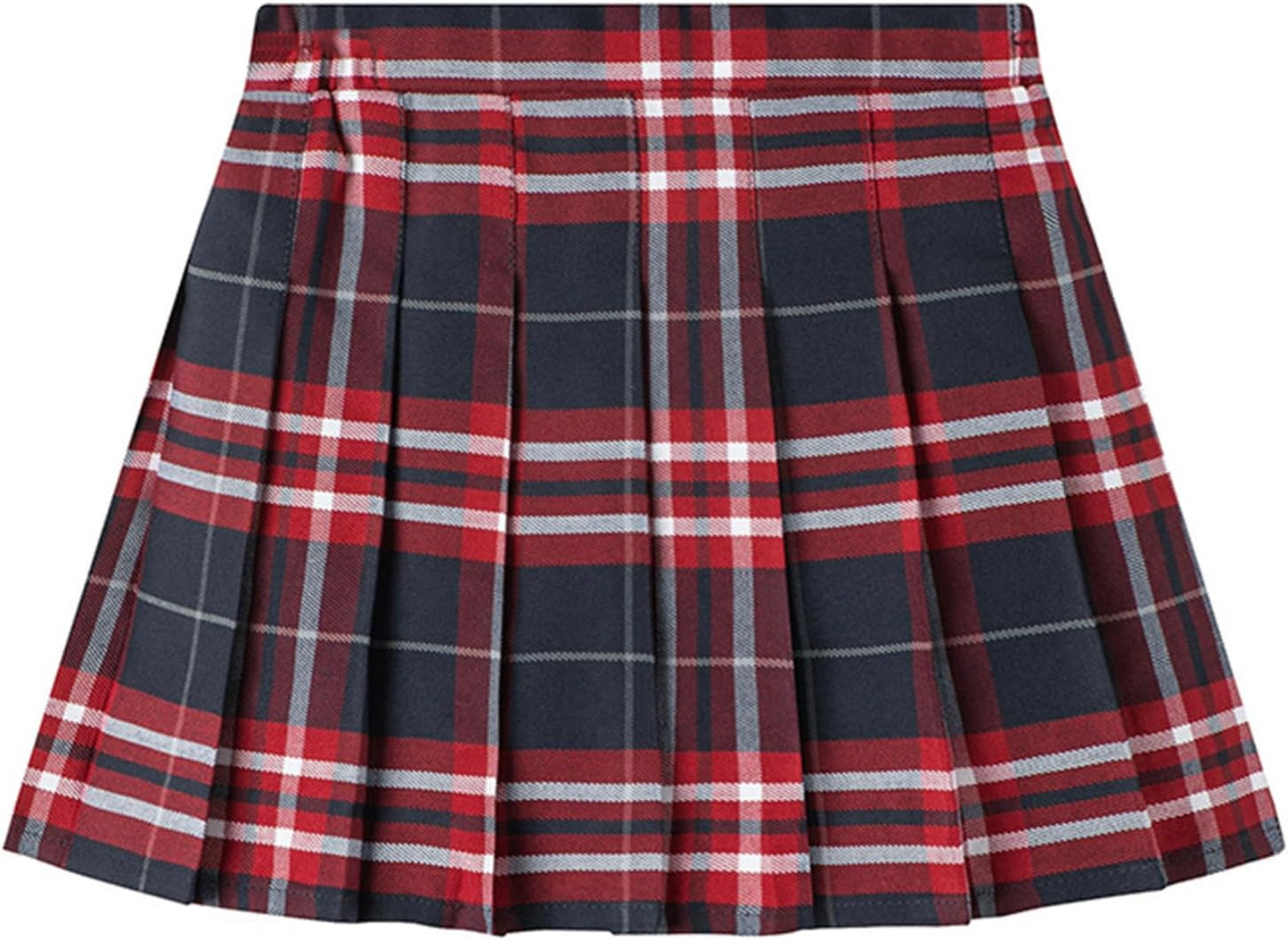 Uniform Pleated Scooter Skirt with Under Shorts Pull On Elastic Waist Skirt