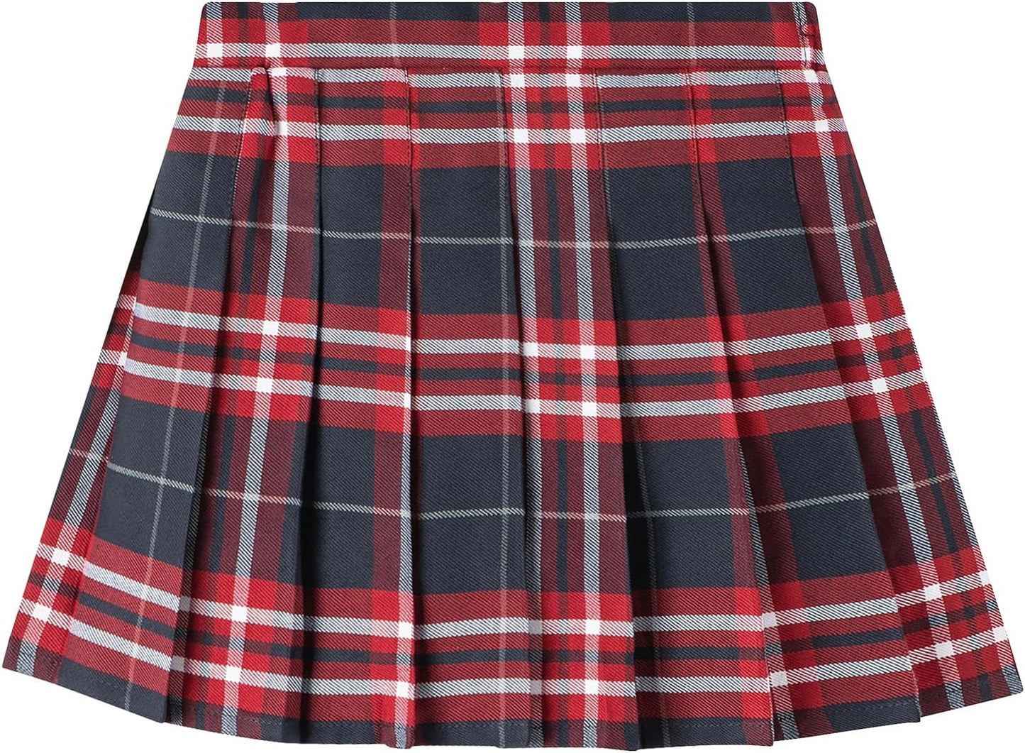 Uniform Pleated Scooter Skirt with Under Shorts Pull On Elastic Waist Skirt