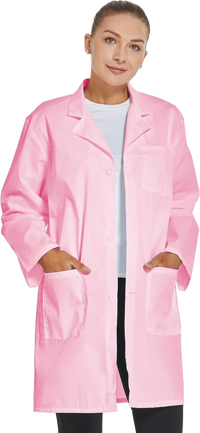 Professional Lab Coat for Women Long Sleeve, White, Unisex