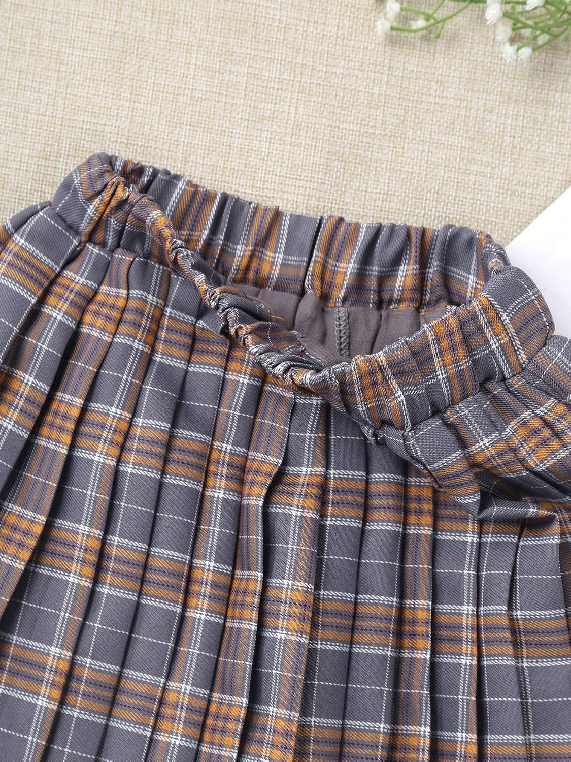 Kids Girls Plaid Pleated Skirt High Waist Skater Tennis Skirts Skorts with Shorts School Girl Uniform