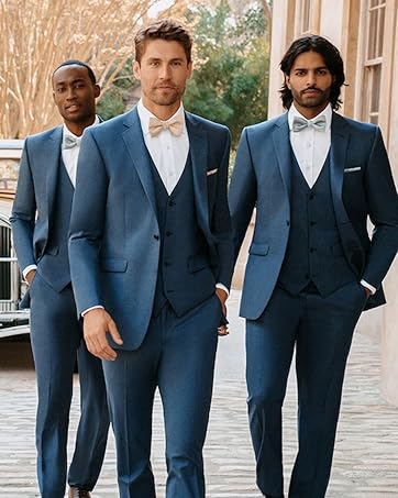 Wangyue Mens Suit 3 Piece Slim Fit Suit for Men Formal Business Suit Wedding Groom Prom Tuxedo Dinner Party