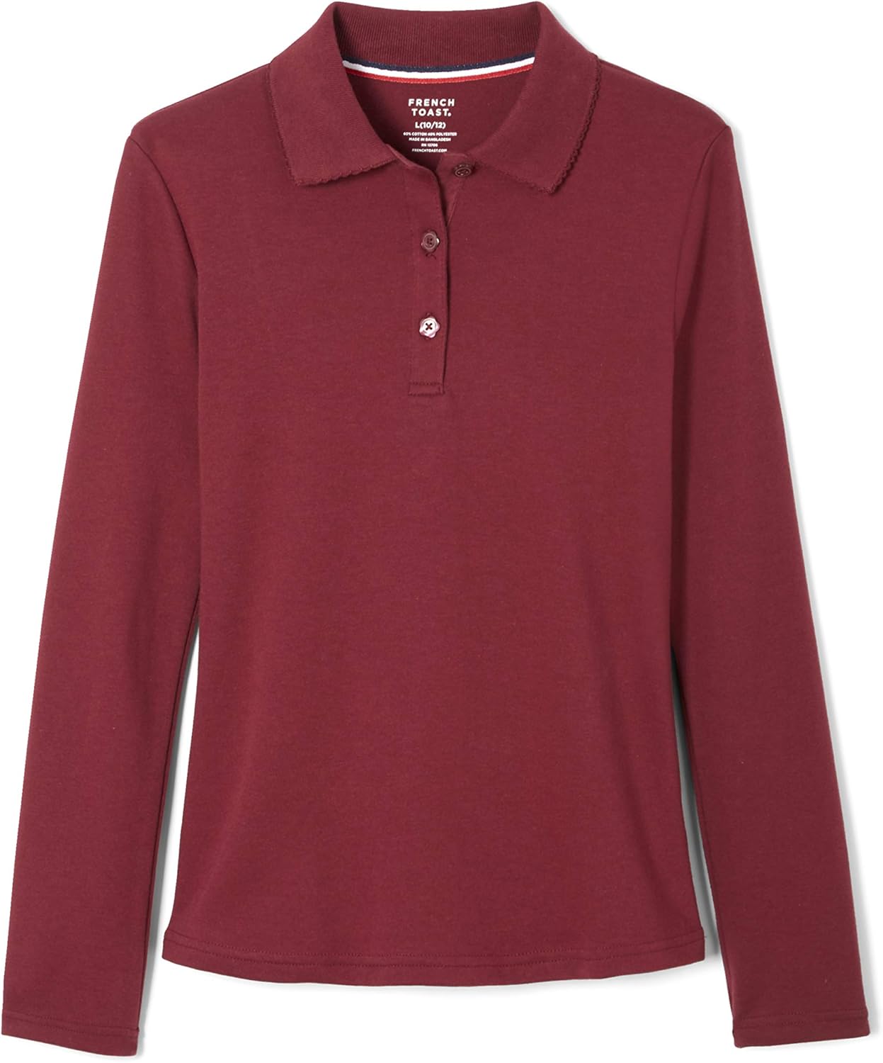 Girls' Uniform Long Sleeve Polo with Picot Collar (Standard & Plus)