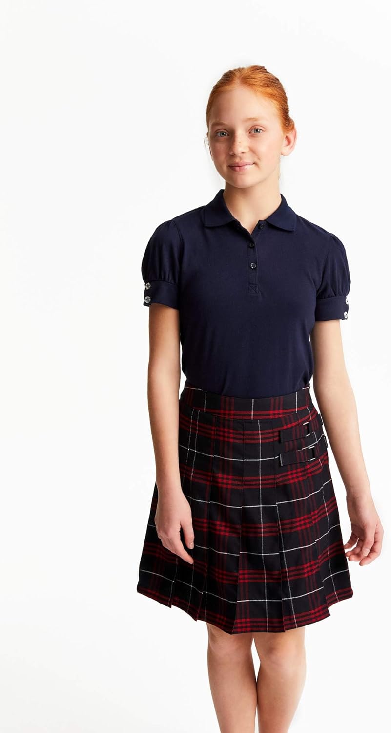 Girls Plus Size' Puff Sleeve Double Button Polo