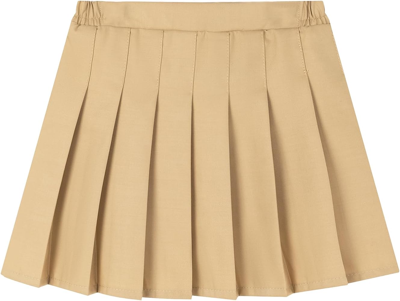 Uniform Pleated Scooter Skirt with Under Shorts Pull On Elastic Waist Skirt