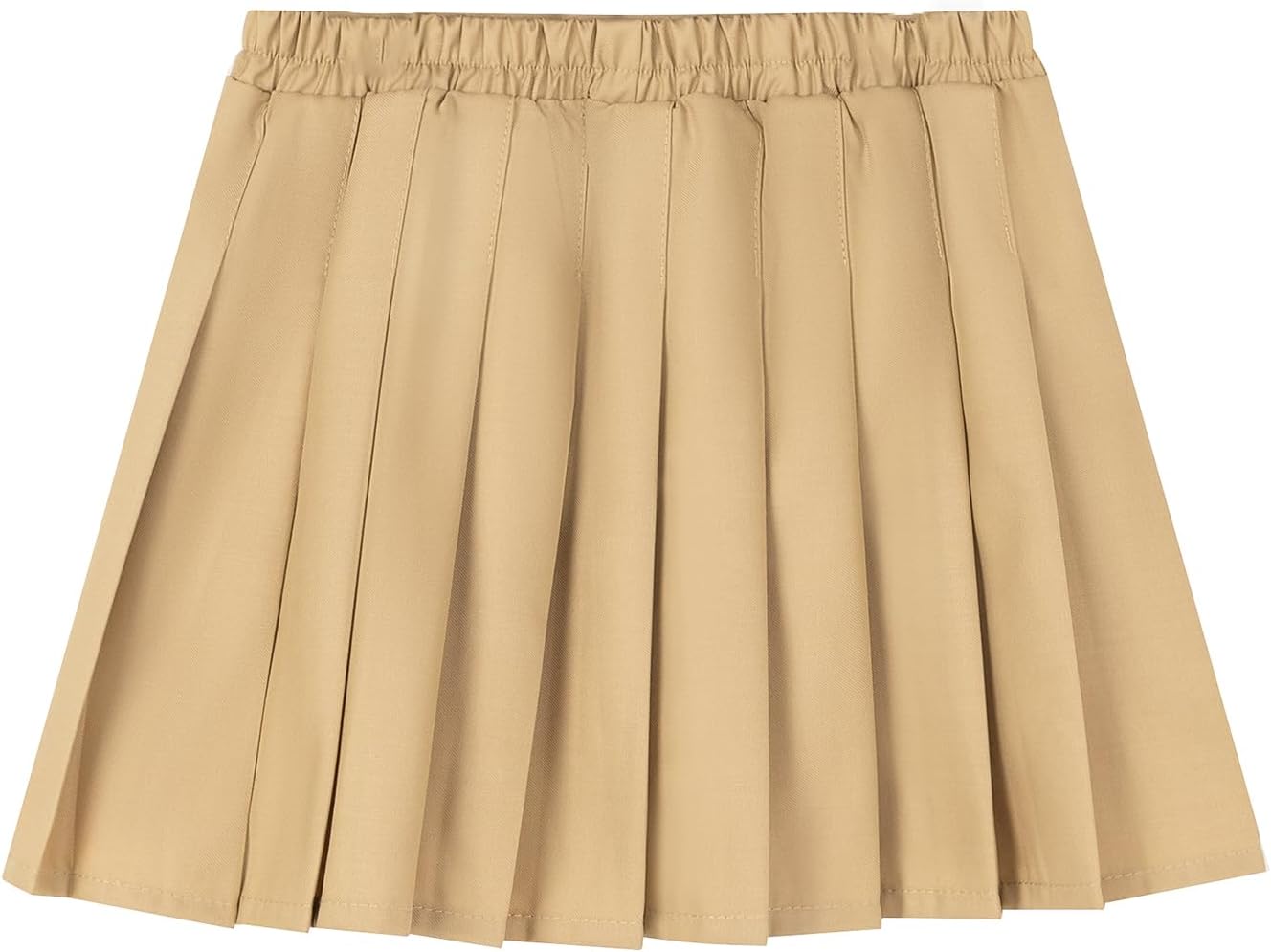 Uniform Pleated Scooter Skirt with Under Shorts Pull On Elastic Waist Skirt