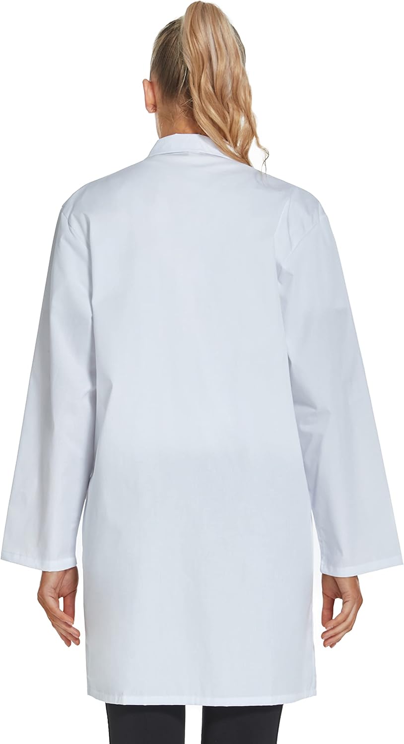 Professional Lab Coat for Women Long Sleeve, White, Unisex