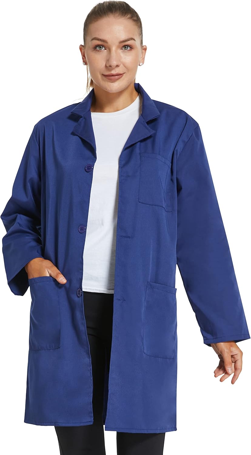 Professional Lab Coat for Women Long Sleeve, White, Unisex