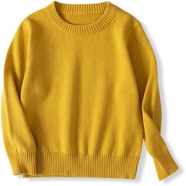 Boys and Girls' Uniform Cotton Crew-Neck Sweaters Long Sleeve Pullover Knit Sweater