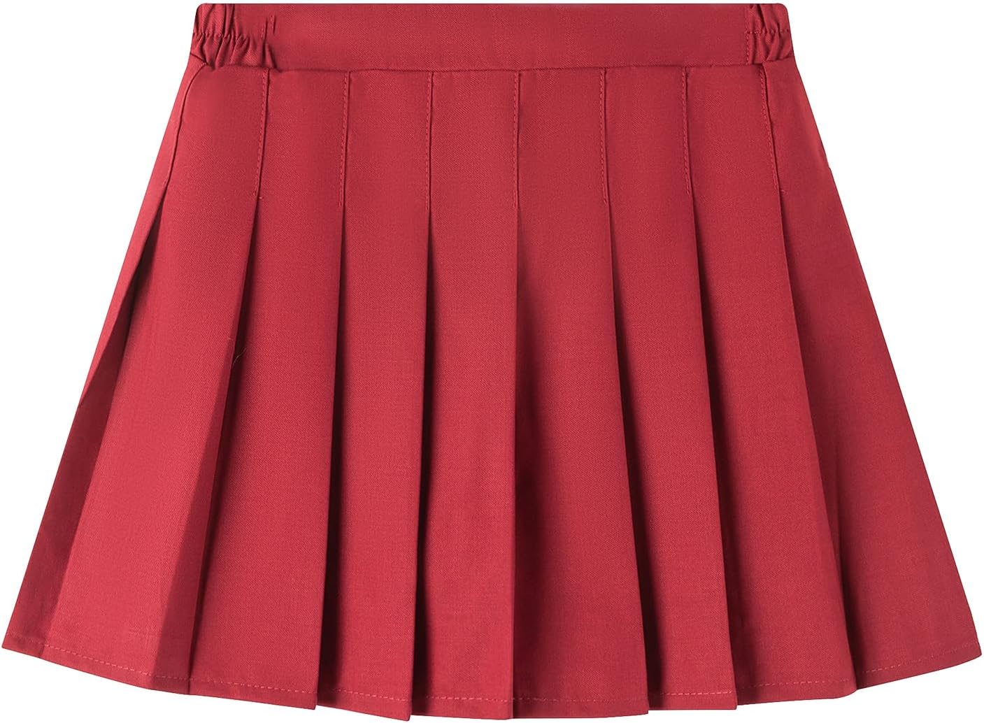 Uniform Pleated Scooter Skirt with Under Shorts Pull On Elastic Waist Skirt