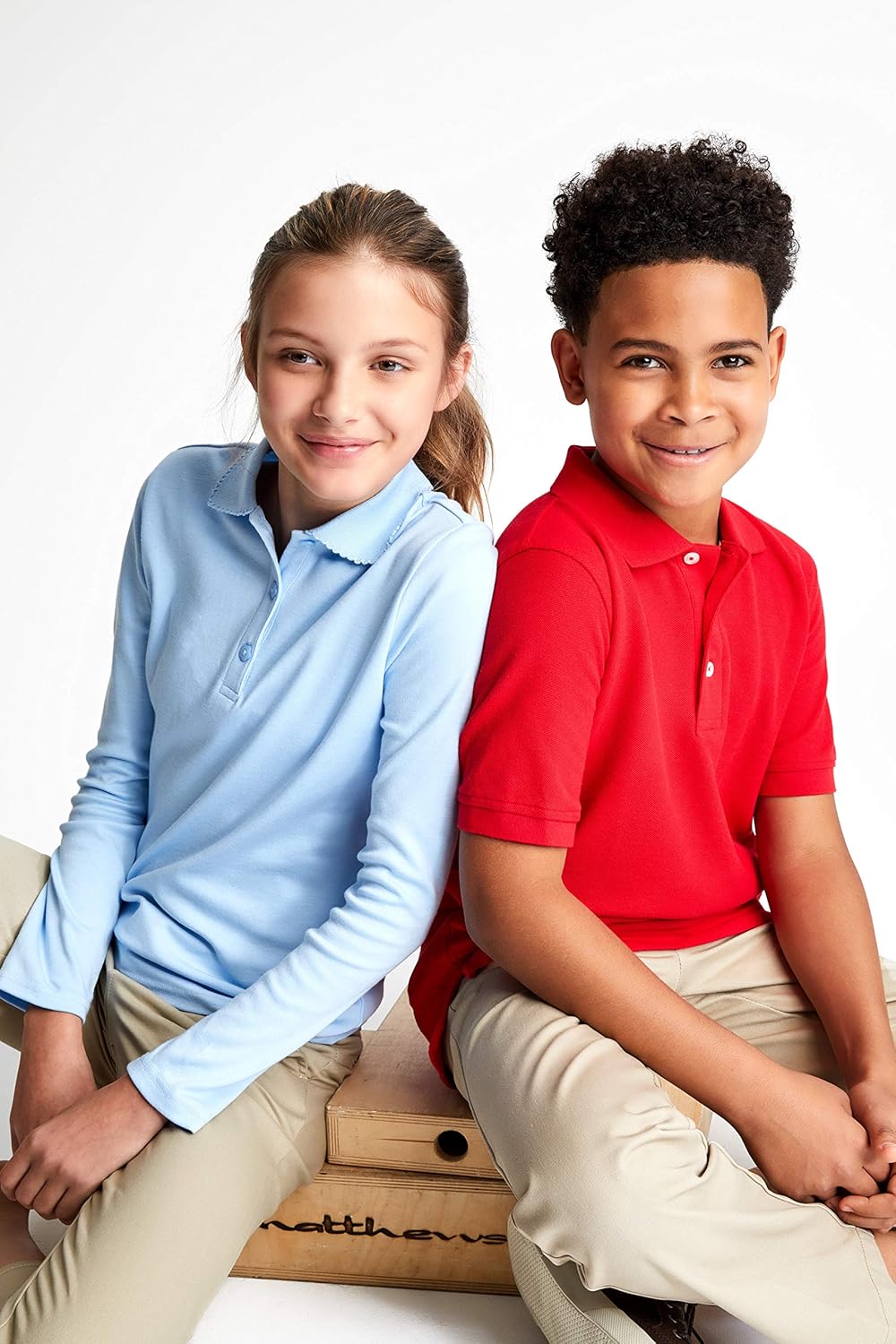 Girls' Uniform Long Sleeve Polo with Picot Collar (Standard & Plus)