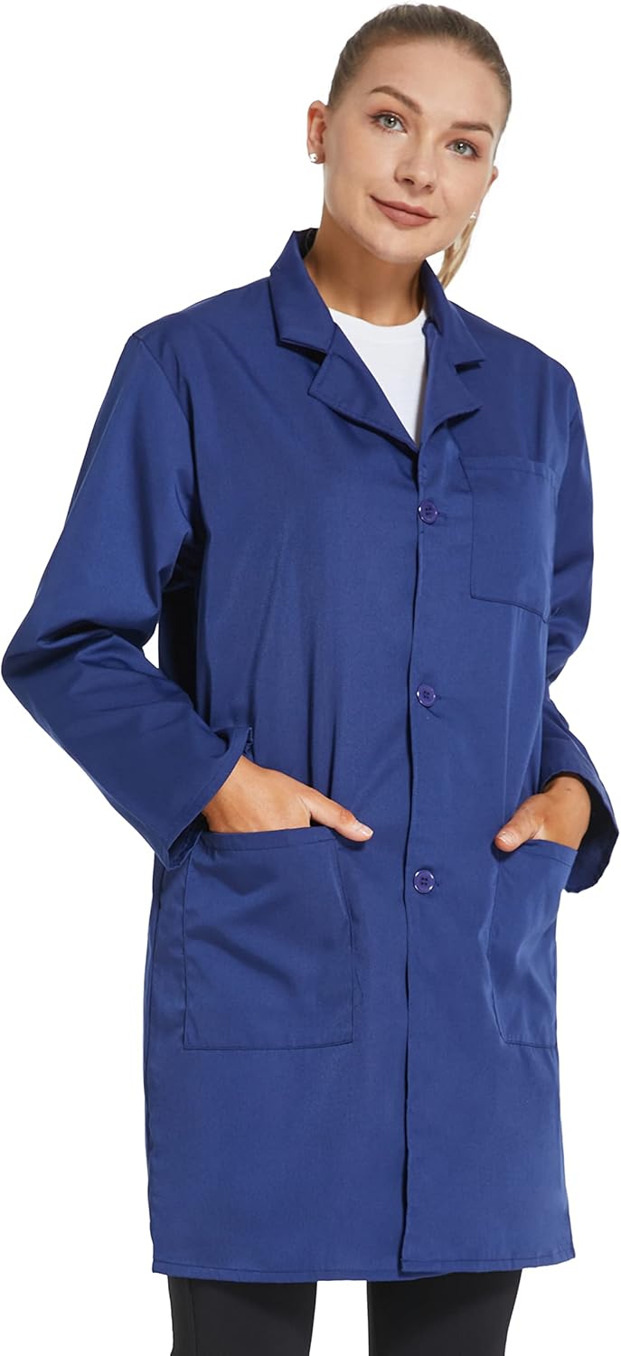 Professional Lab Coat for Women Long Sleeve, White, Unisex