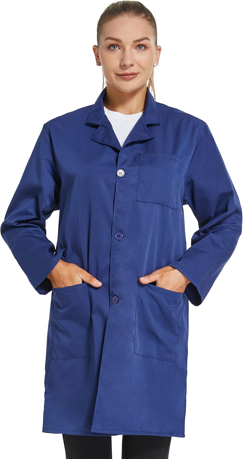 Professional Lab Coat for Women Long Sleeve, White, Unisex
