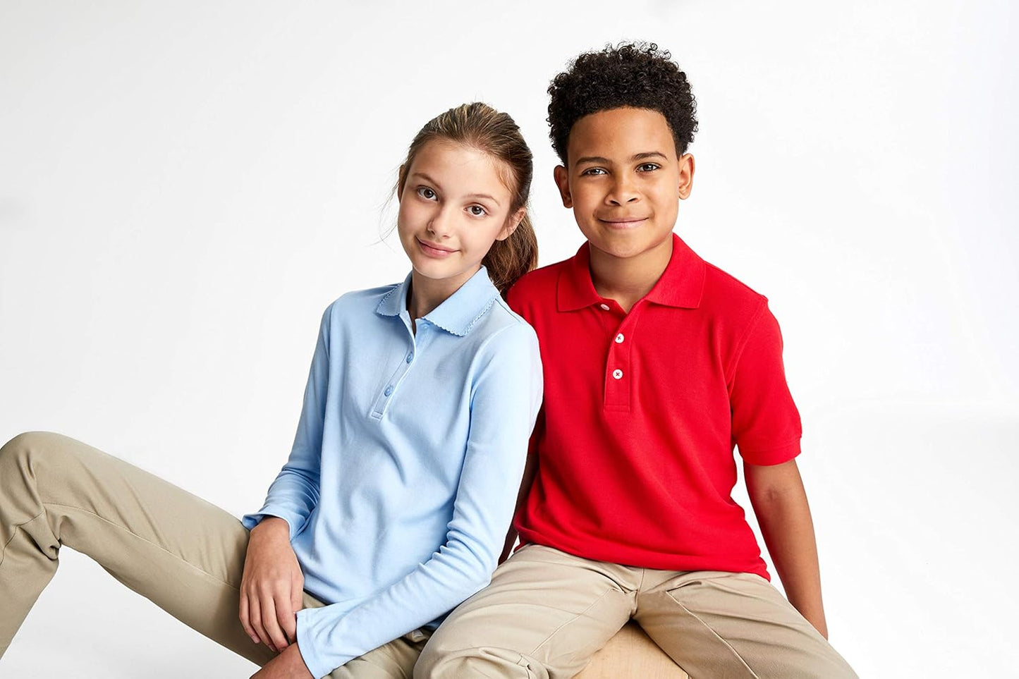 Girls' Uniform Long Sleeve Polo with Picot Collar (Standard & Plus)