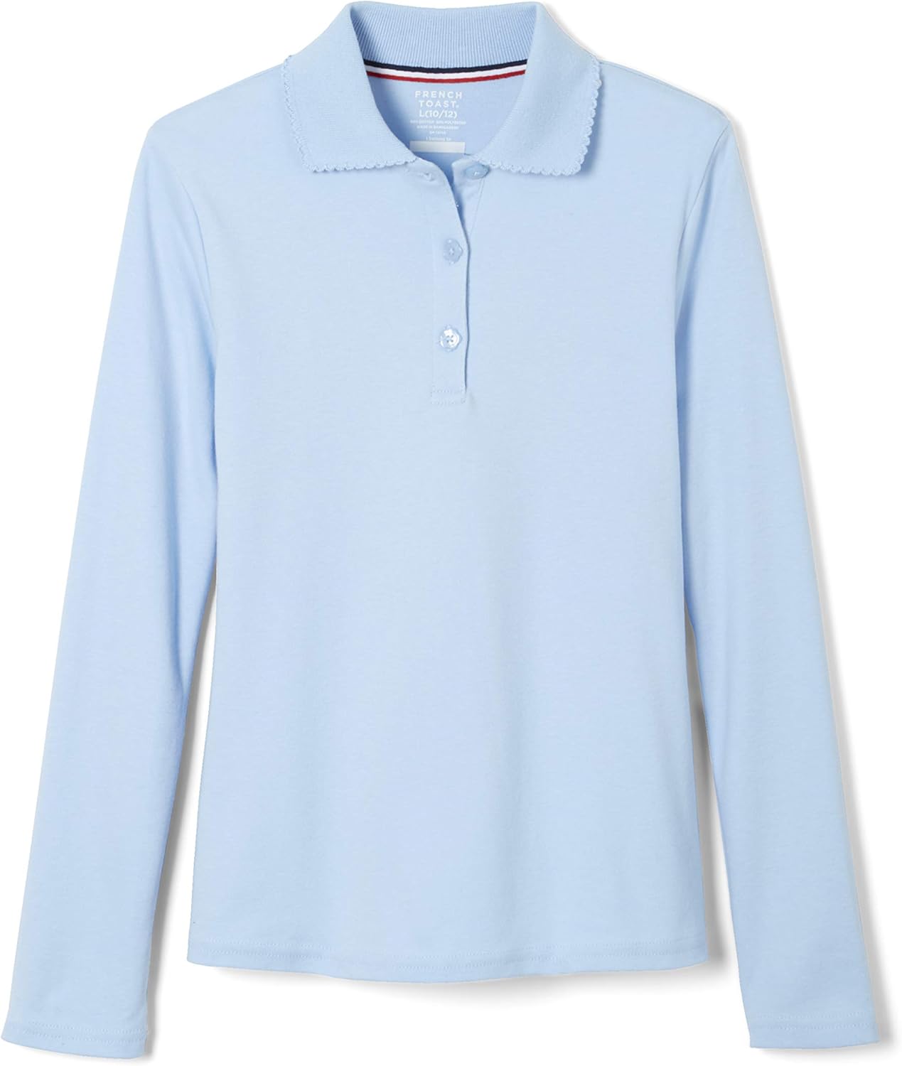 Girls' Uniform Long Sleeve Polo with Picot Collar (Standard & Plus)