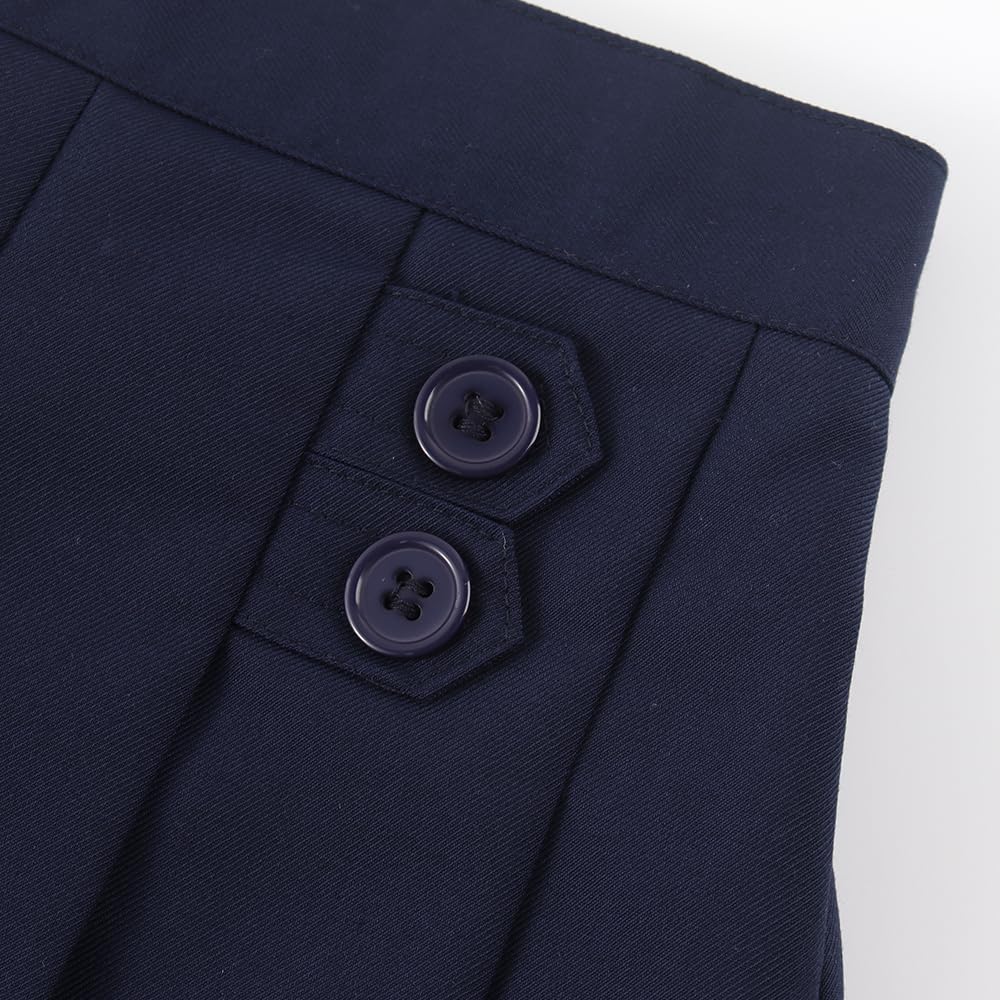 Girls Button Pleated Scooter Skirt School Uniform