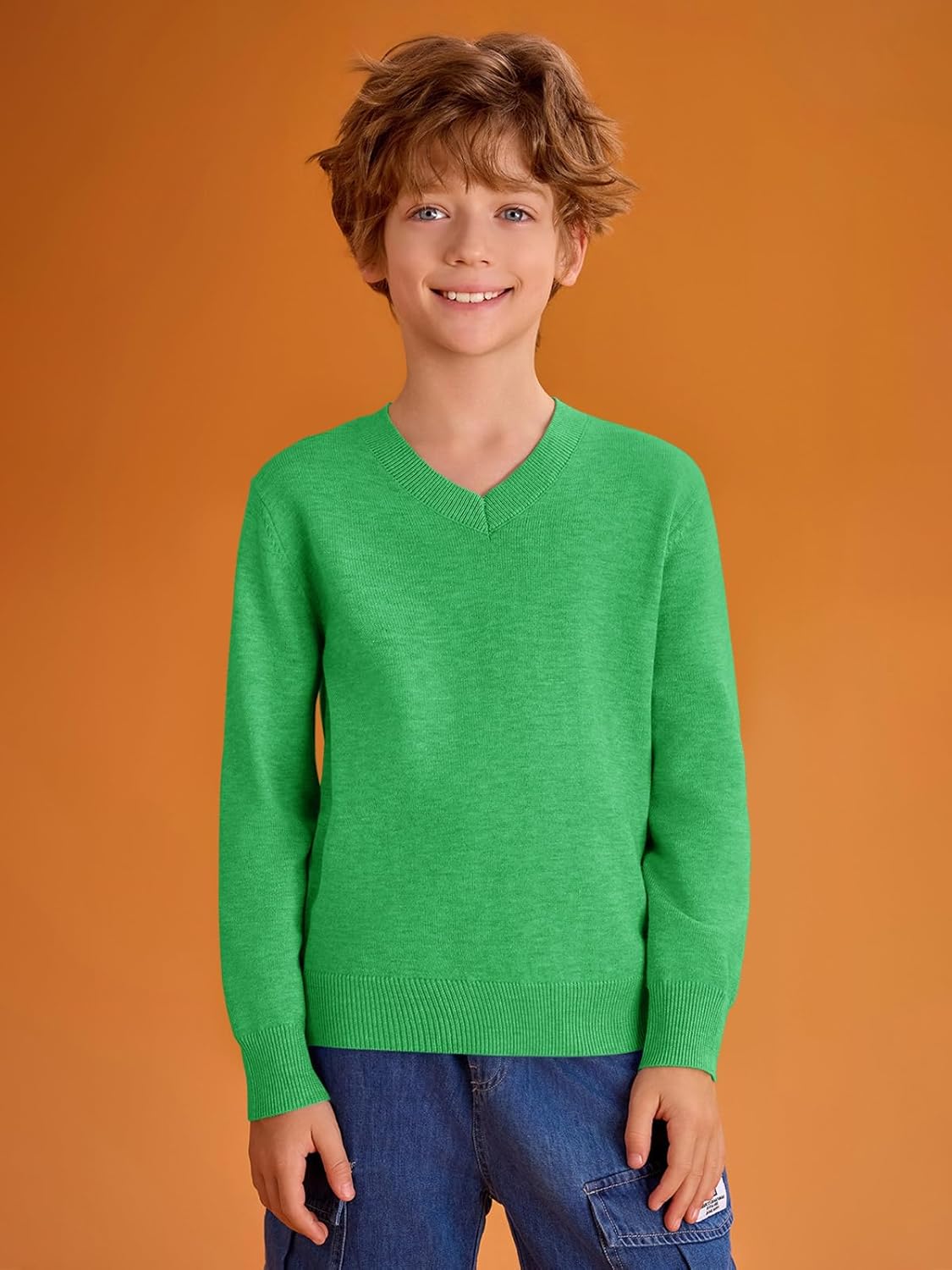 Boys School Uniform Sweater Kids Long Sleeve V Neck Pullover Fall Winter Clothes 5-14 Years