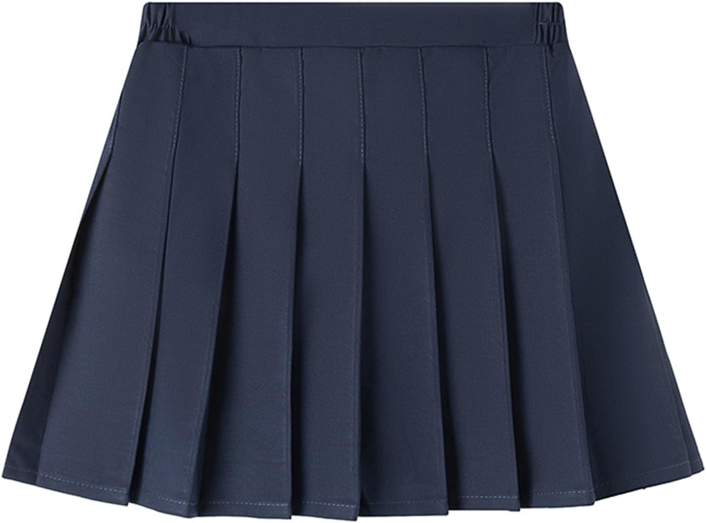 Uniform Pleated Scooter Skirt with Under Shorts Pull On Elastic Waist Skirt