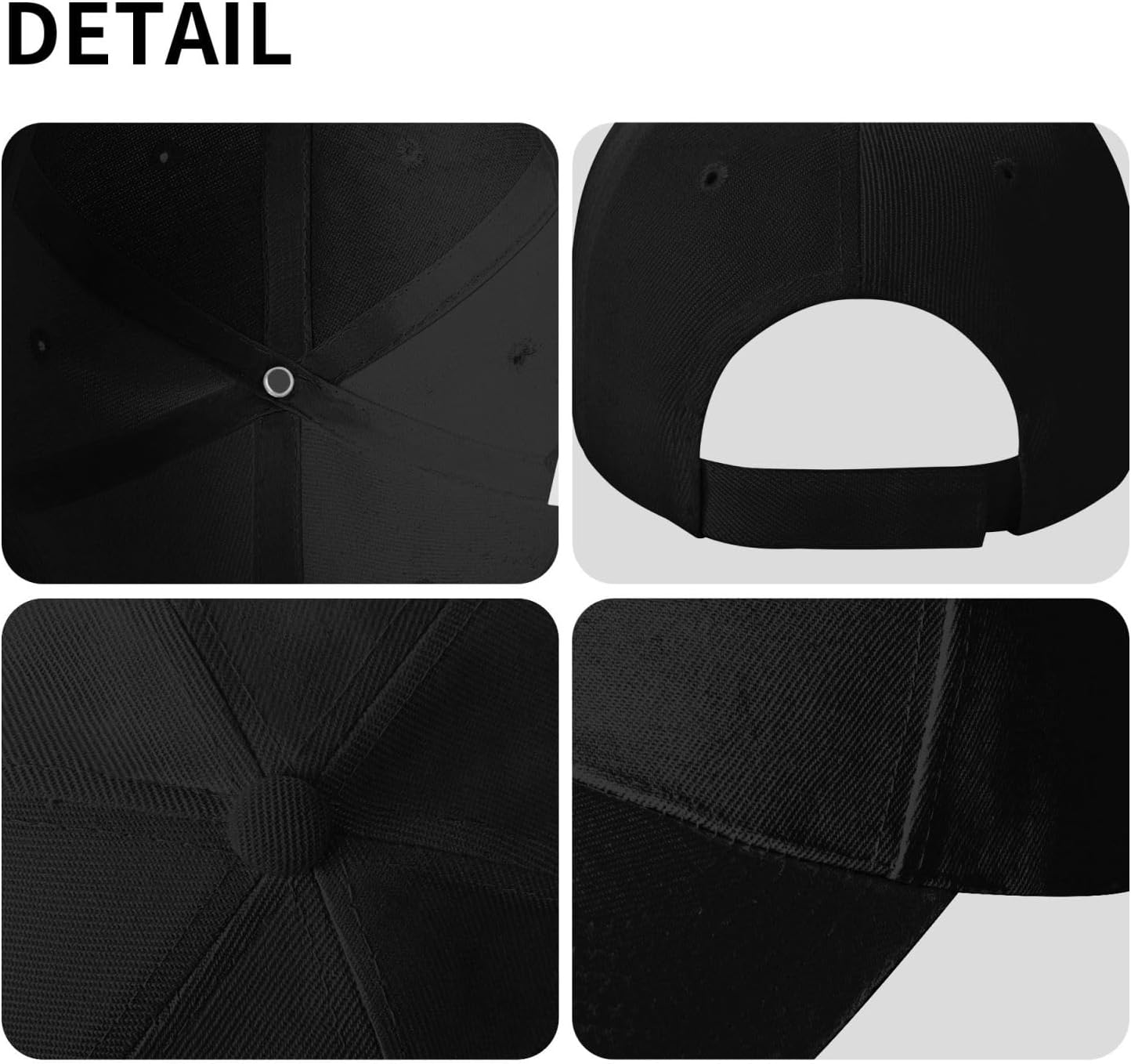 Classic Baseball Caps Adjustable Sandwich Cap, Black Casquette Hats Outdoor Trucker Hat