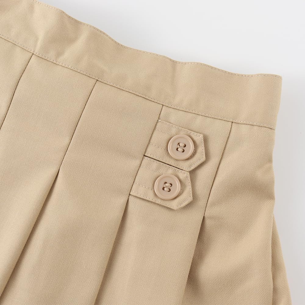 Girls Button Pleated Scooter Skirt School Uniform