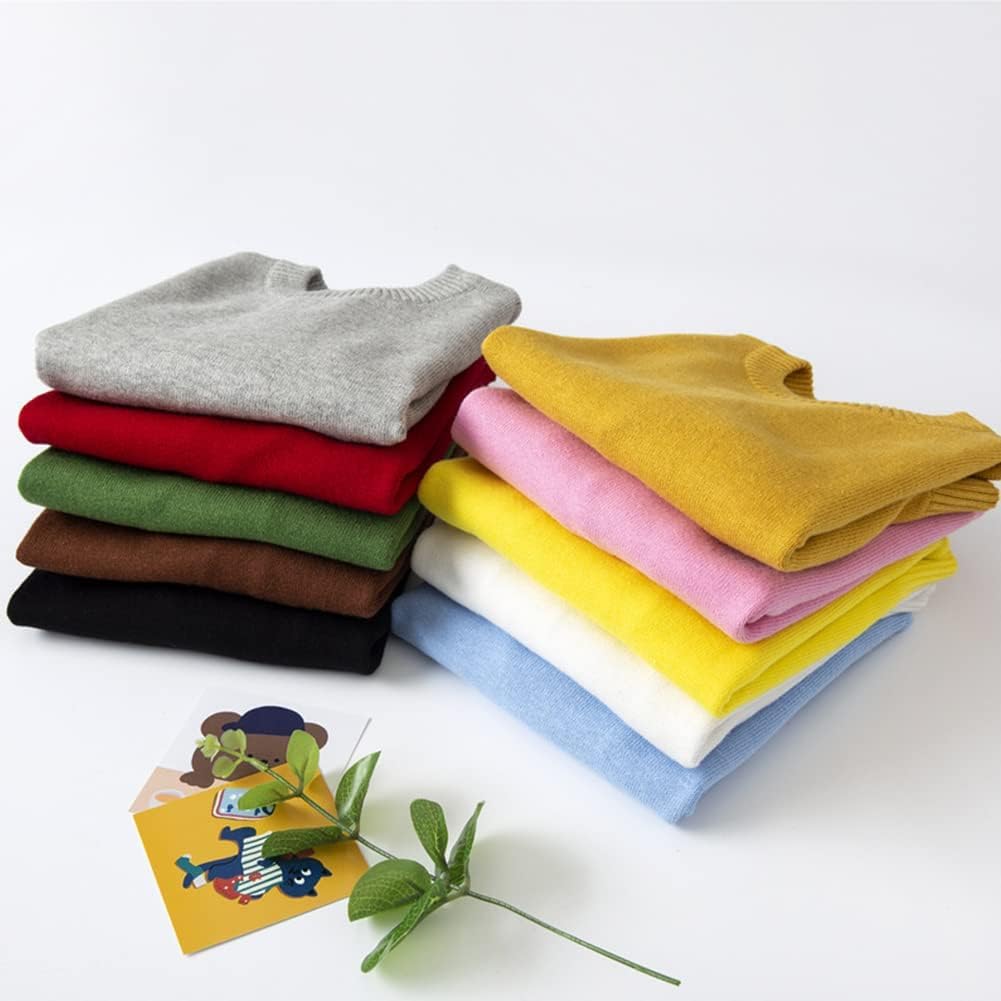 Boys and Girls' Uniform Cotton Crew-Neck Sweaters Long Sleeve Pullover Knit Sweater