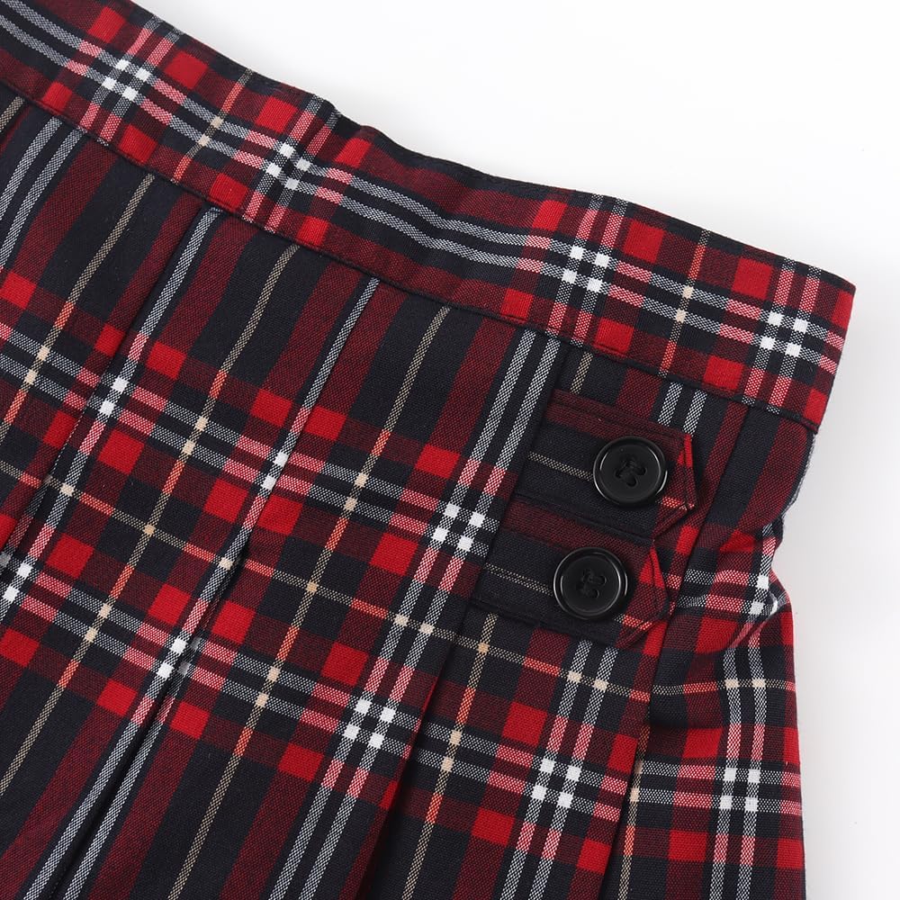 Girls Button Pleated Scooter Skirt School Uniform