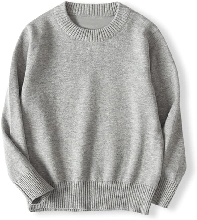 Boys and Girls' Uniform Cotton Crew-Neck Sweaters Long Sleeve Pullover Knit Sweater