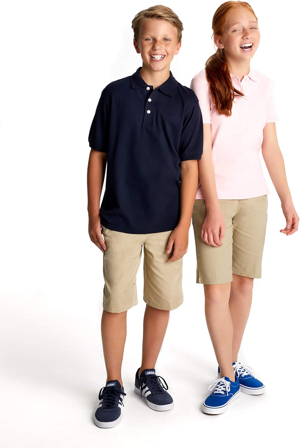 Girls' Short Sleeve Picot Collar Polo School Uniform Shirt (Standard and Plus)