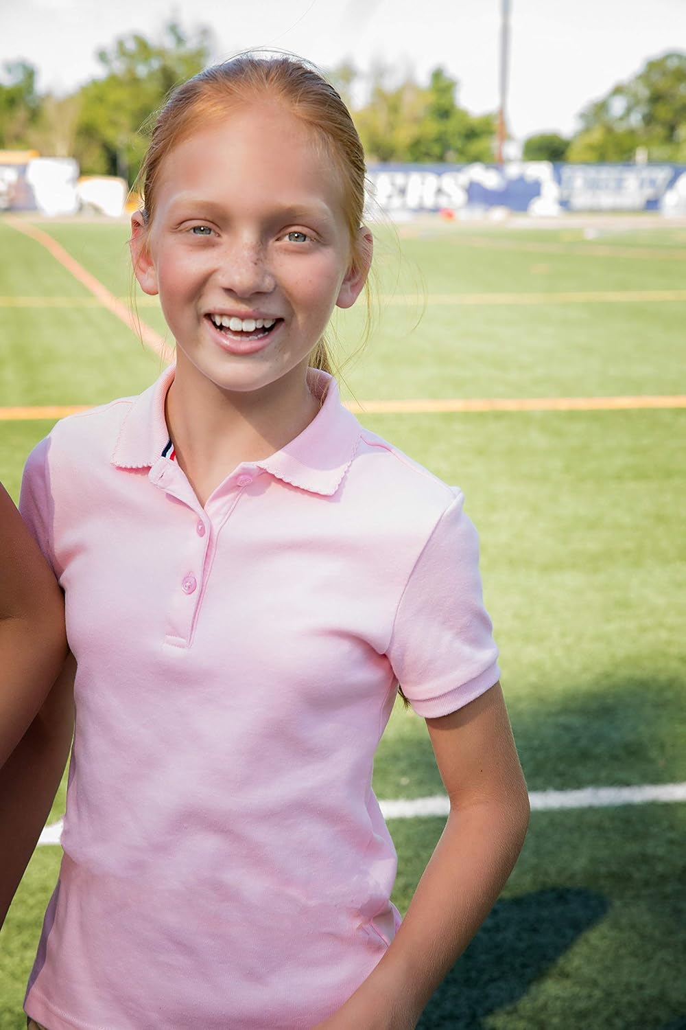 Girls' Short Sleeve Picot Collar Polo School Uniform Shirt (Standard and Plus)
