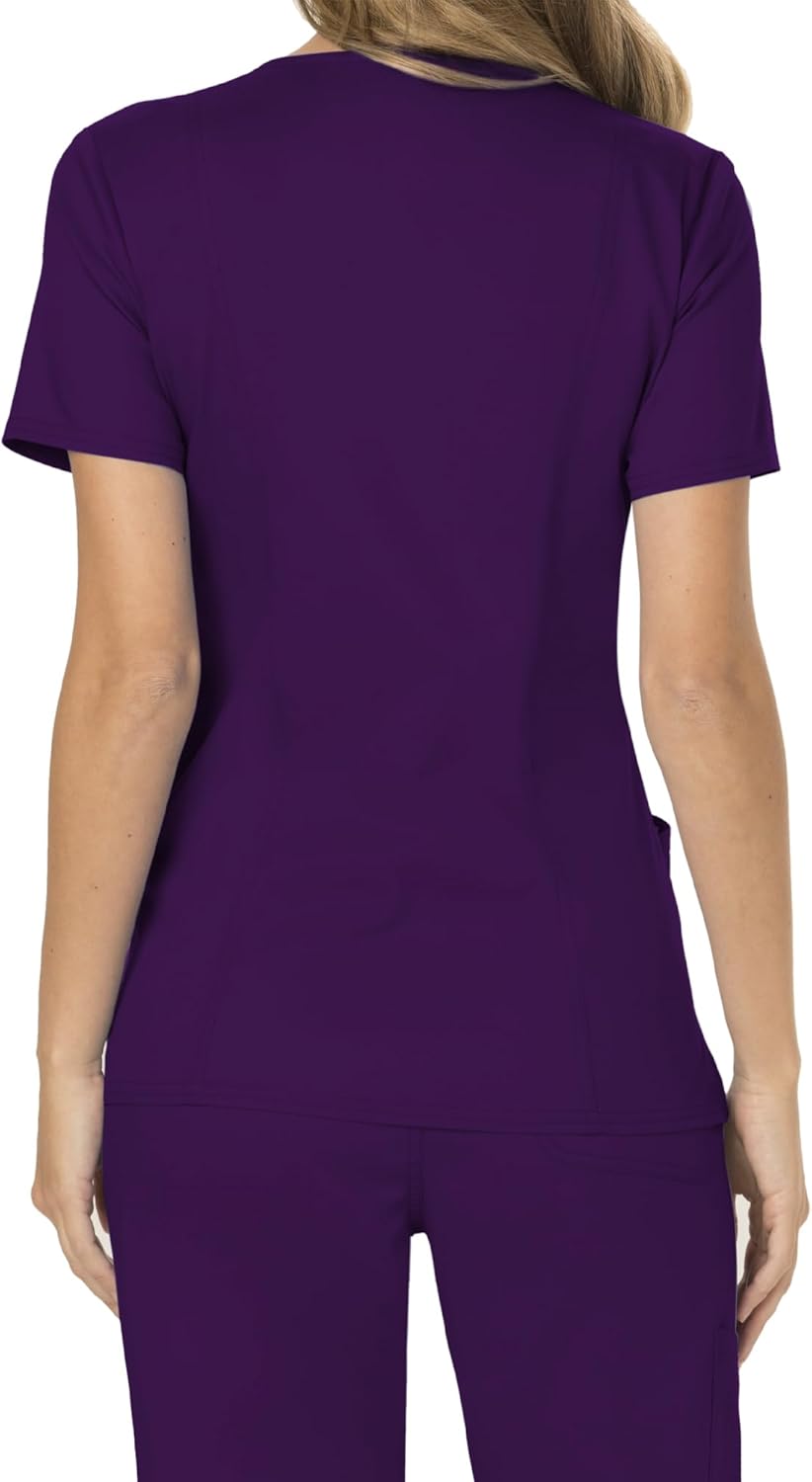 Scrubs for Women Mock Wrap Top with 3 Pocket, Back Princess Seams WW610