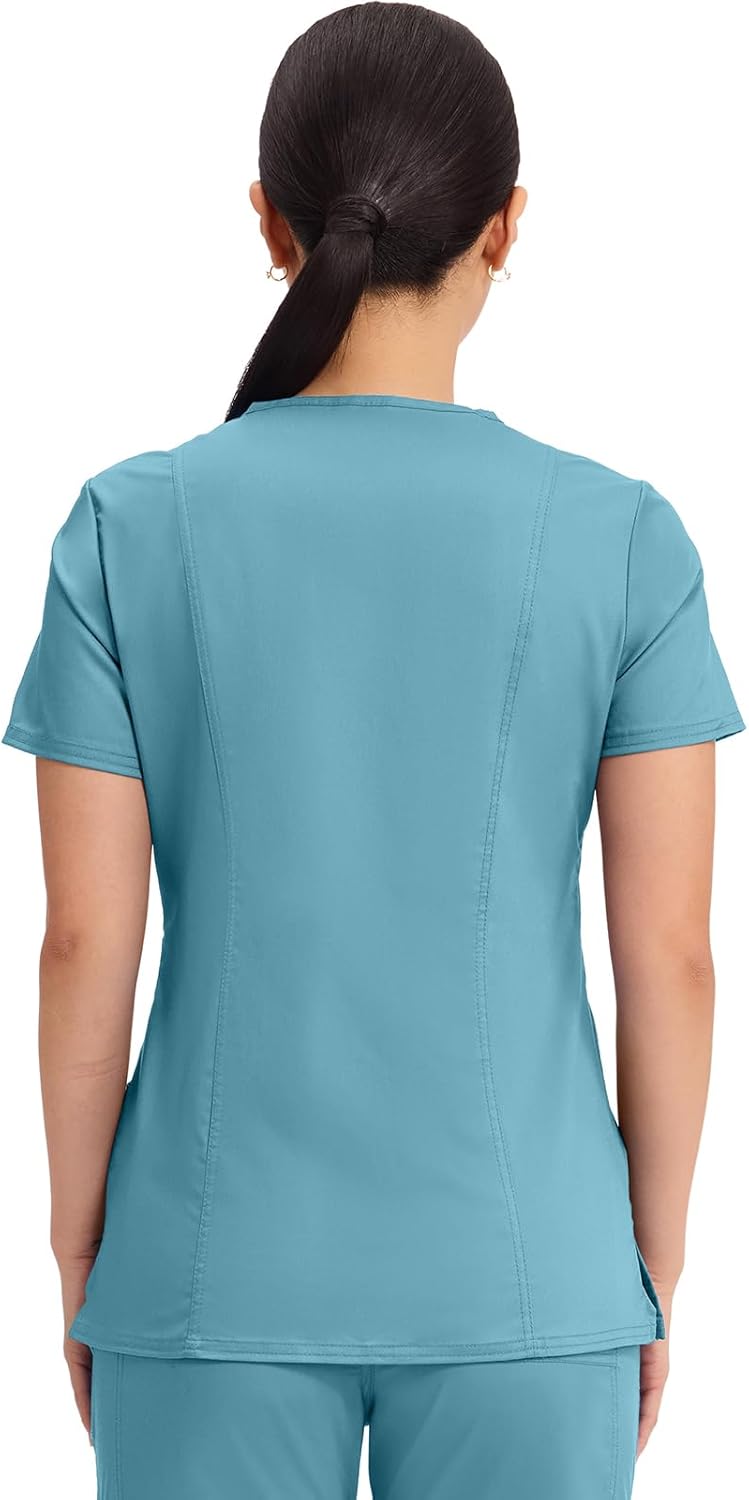 Scrubs for Women Mock Wrap Top with 3 Pocket, Back Princess Seams WW610