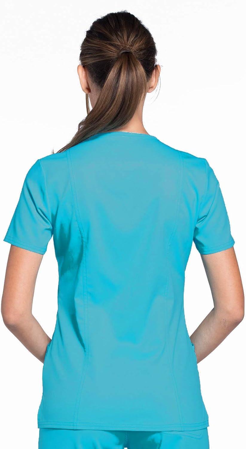 Scrubs for Women Mock Wrap Top with 3 Pocket, Back Princess Seams WW610
