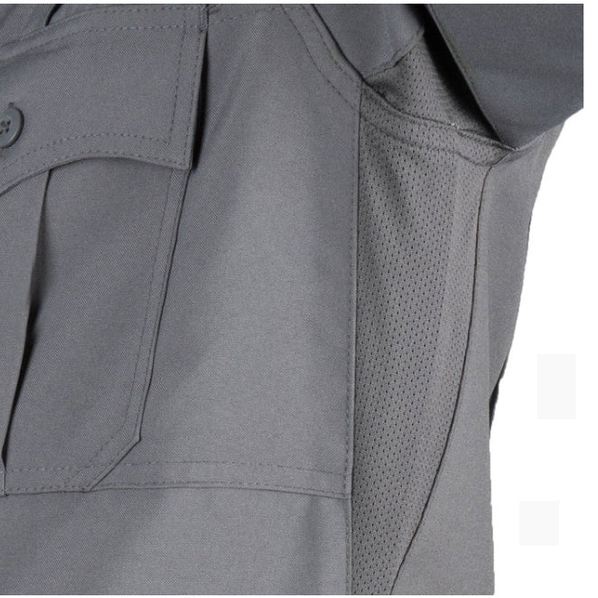 100% POLYESTER 4 POCKET HIDDEN ZIPPER UNIFORM SHIRT - SHORT SLEEVE
