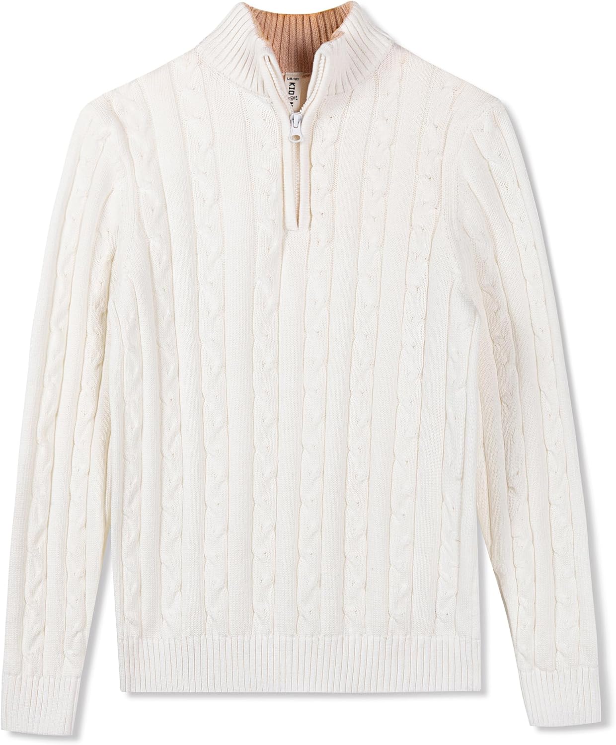 Kid Nation Boys Sweater 100% Cotton Quarter Zip Sweater Kids Cable Knit Casual Pullover (Previously Amazon Essentials)