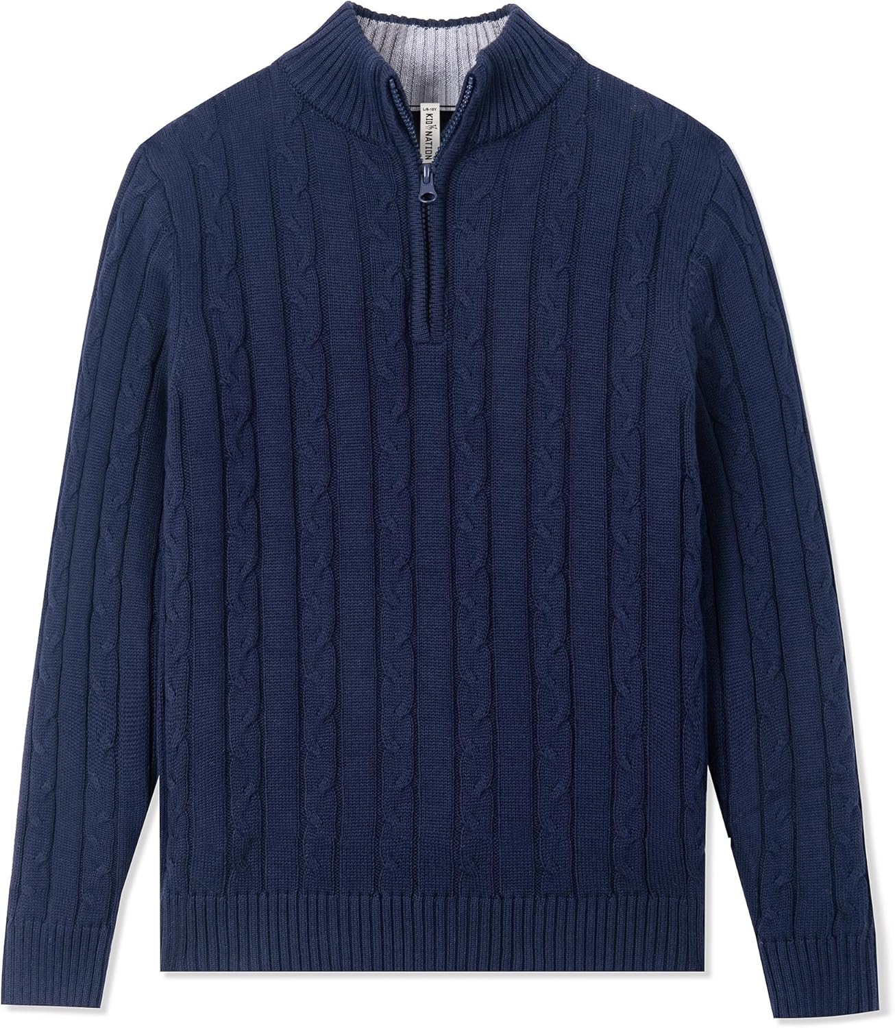 Kid Nation Boys Sweater 100% Cotton Quarter Zip Sweater Kids Cable Knit Casual Pullover (Previously Amazon Essentials)