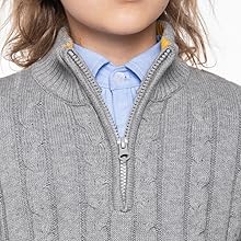 Kid Nation Boys Sweater 100% Cotton Quarter Zip Sweater Kids Cable Knit Casual Pullover (Previously Amazon Essentials)