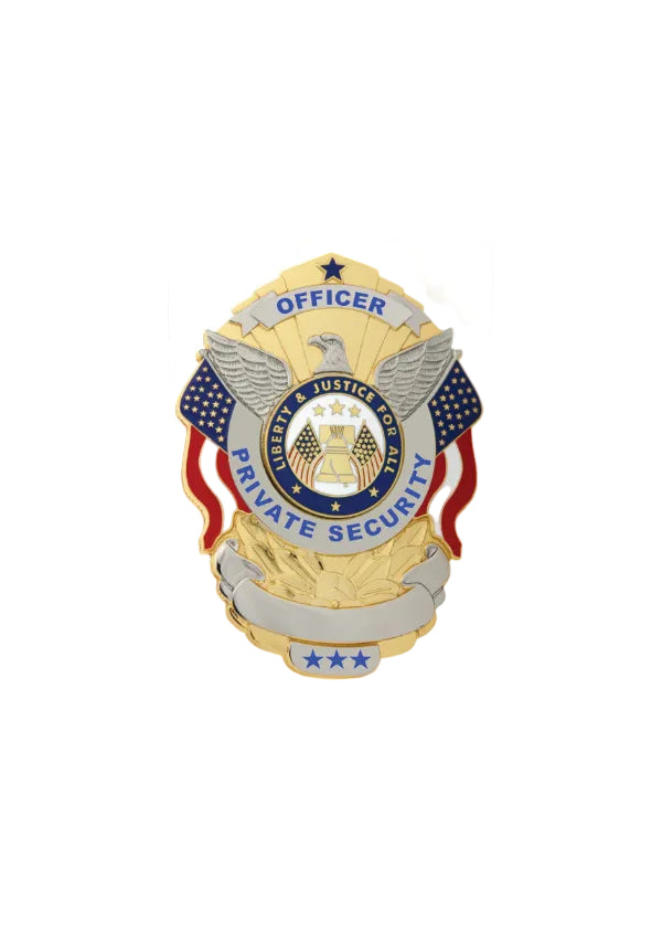 Private Security Officer Eagle Over Flags Shield Badge
