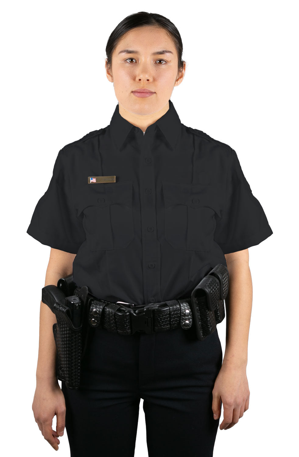 WOMENS 100% POLYESTER 4 POCKET HIDDEN ZIPPER UNIFORM SHIRT - SHORT SLEEVE