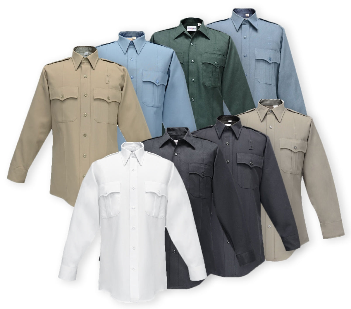 FLYING CROSS/FECHHEIMER ALL WEATHER DELUXE TROPICAL POLY RAYON LONG SLEEVE SHIRTS